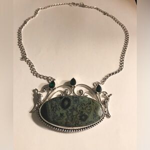Kamababa Chrome Diopside Stamped 925 Sterling Silver Necklace